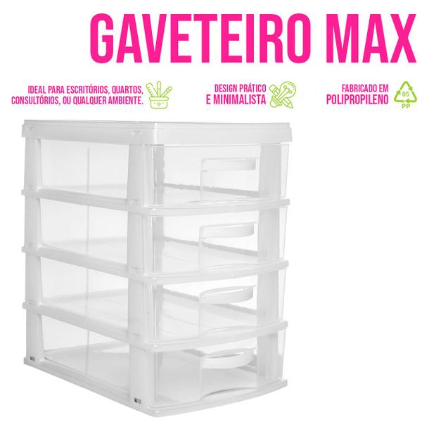 Imagem de Gaveteiro Organizador 4 Gavetas Multiuso Resistente Mesa