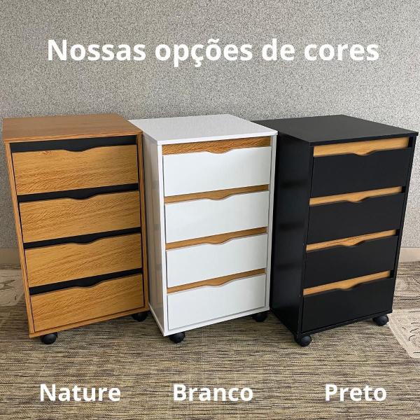 Imagem de Gaveteiro Organizador com 4 Gavetas para Escritório com Rodinhas Movlar - Mod.0701 