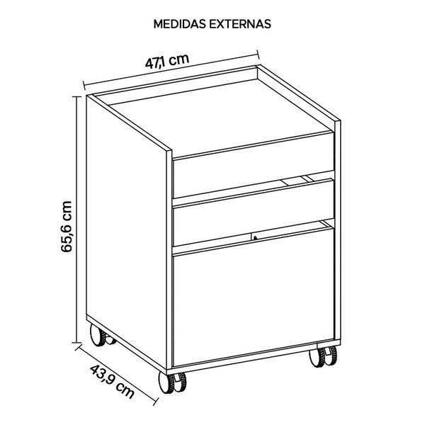 Imagem de Gaveteiro Organizador Para Escritório 3 Gavetas Caemmun