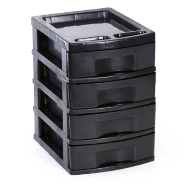 Imagem de Gaveteiro Organizador Prático C/ 4 Gavetas Baixa Preto 44 Cm