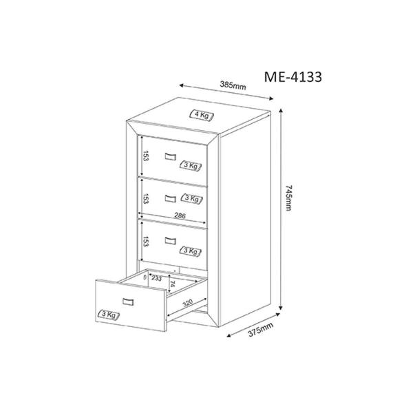 Imagem de Gaveteiro p/ Escritório ME4133 c/ 4 Gavetas e Rodízios Branco - Tecno Mobili