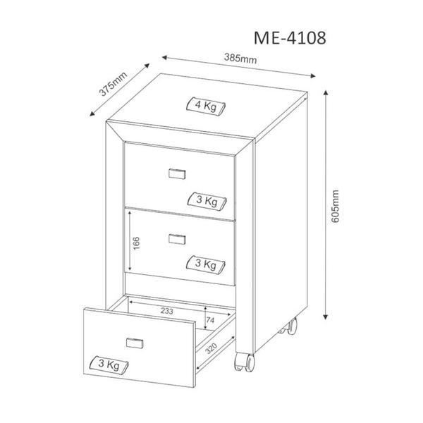Imagem de Gaveteiro Para Escritorio 03 Gavetas ME4108 Carvalho Tecno Mobili