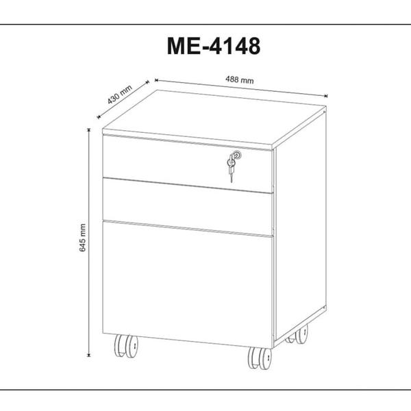 Imagem de Gaveteiro Para Escritorio 03 Gavetas ME4148 Branco Tecno Mobili