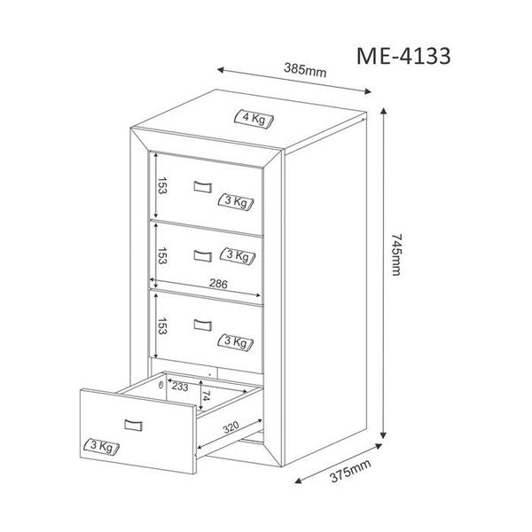 Imagem de Gaveteiro Para Escritorio 04 Gavetas ME4133 Branco Tecno Mobili
