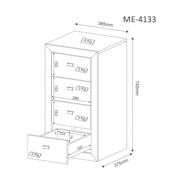 Imagem de Gaveteiro Para Escritorio 04 Gavetas ME4133 Branco Tecno Mobili