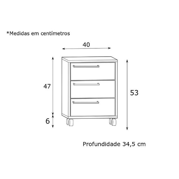 Imagem de Gaveteiro para Escritório Morgan 3 Gavetas Estilare Móveis