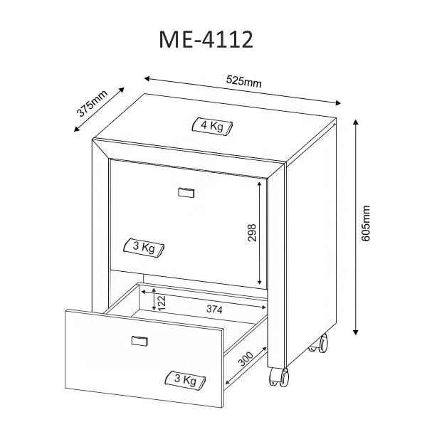 Imagem de Gaveteiro para Escritório Multiuso com 2 Gavetas e Rodízios