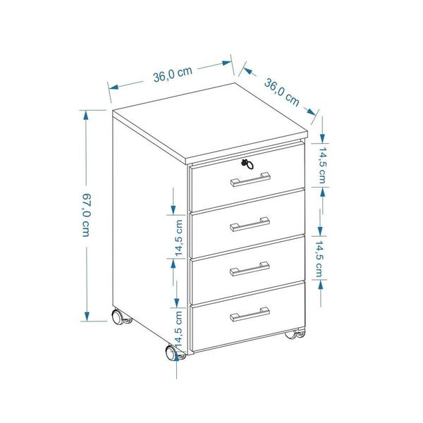 Imagem de Gaveteiro Paris Com Rodinhas Organizador Para Escritório