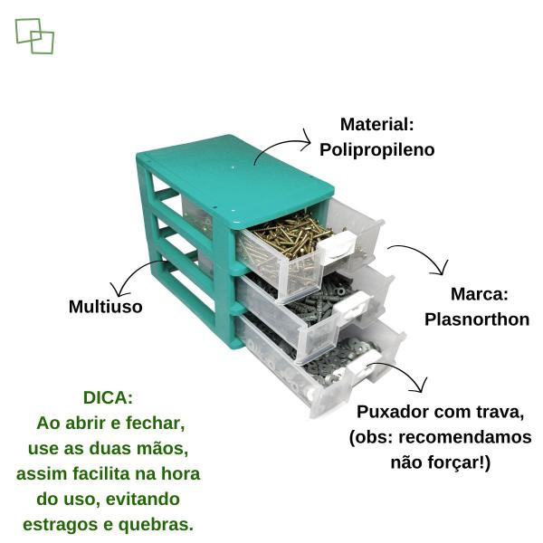 Imagem de Gaveteiro pequeno 3 gavetas Plasnorthon Verde