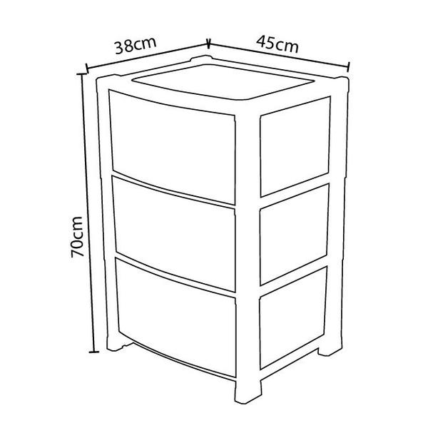 Imagem de Gaveteiro Plástico Rattan 3 Gavetas Top Plast