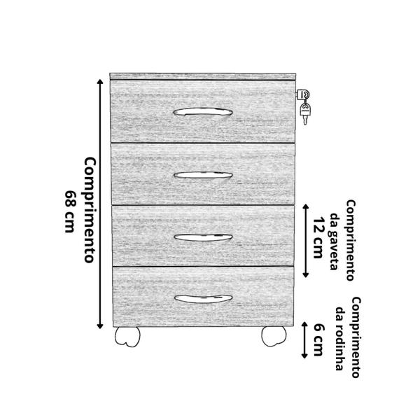 Imagem de Gaveteiro Volante para Escritório 4 Gavetas One