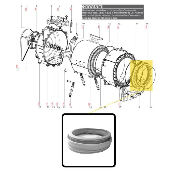 Imagem de Gaxeta Porta Lavadora Frontal Load A00467003 Electrolux