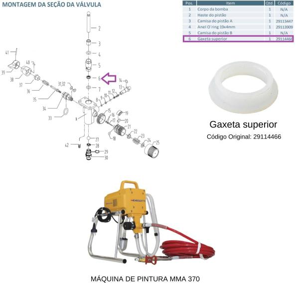 Imagem de Gaxeta Superior P/ Máquina de Pintura MMA 370 - 29114466