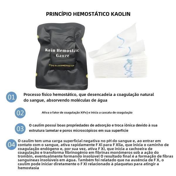 Imagem de Gaze de Caulim Hemostática Solúvel - Dobrada em Z para Kits de Primeiros Socorros