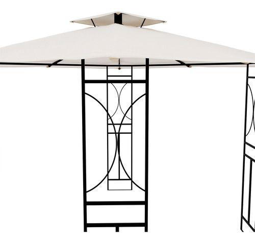 Imagem de Gazebo De Aco Quadrado Com Cobertura Bege 300x300x300 Cm