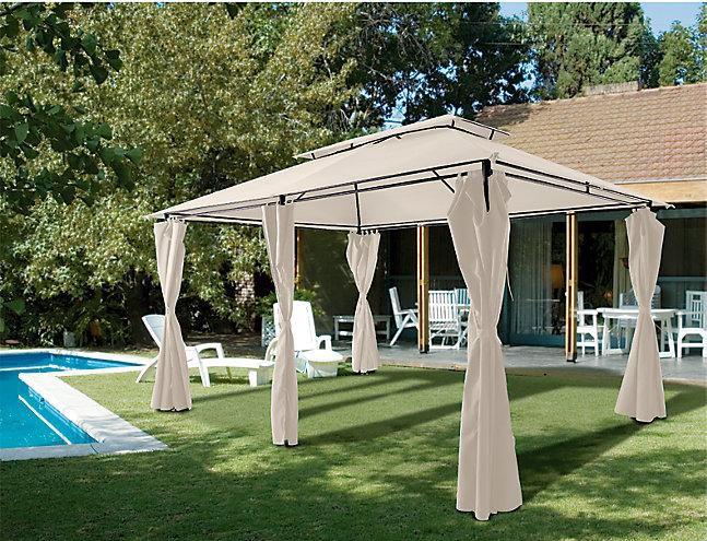 Imagem de Gazebo Romano 270x400x300cm com Cortinas Taupe Just Home Collection