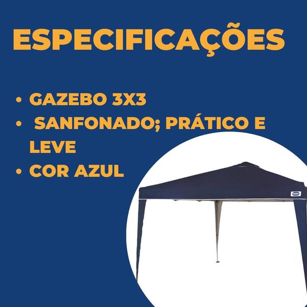 Imagem de Gazebo Xflex Azul 3x3m Estrutura Leve e Prático para Jardins