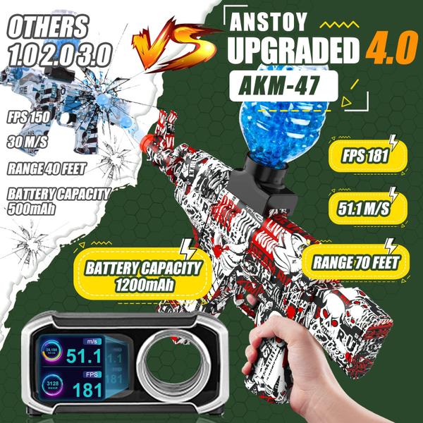 Imagem de Gel Ball Blaster Anstoy Electric AEG AKM-47 Splatter Red 14+