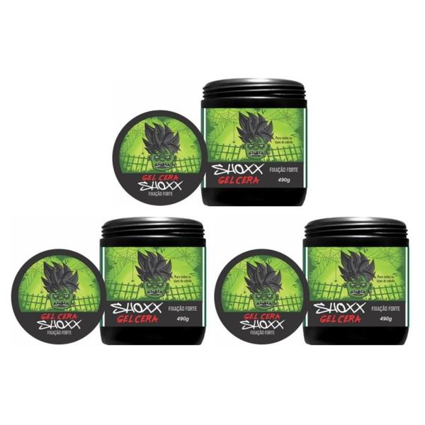 Gel Cera Fixador Shoxx 490G - Kit Com 3Un Imagem de Gel Cera Fixador Shoxx 490G - Kit Com 3Un