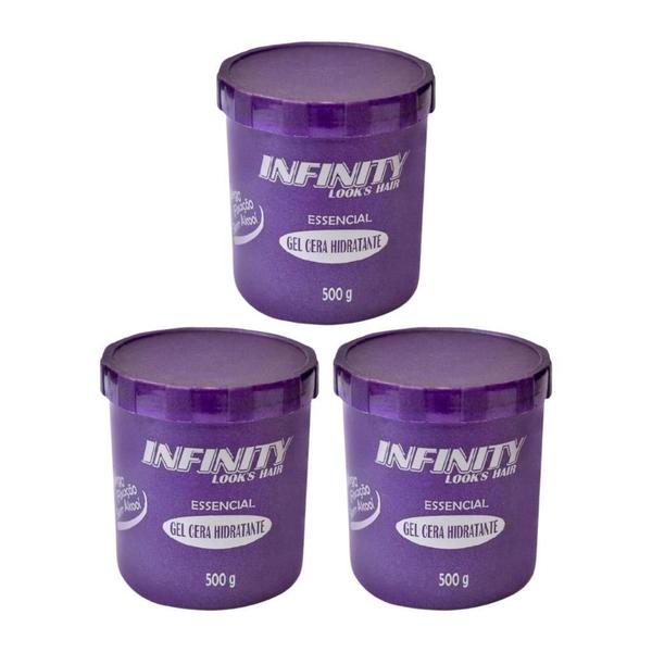 Imagem de Gel Cera Infinity Hidratante 500G - Kit Com 3Un