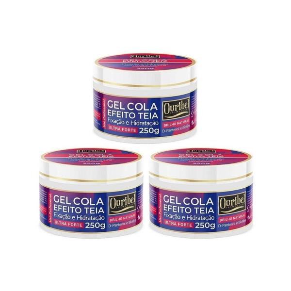 Imagem de Gel Cola Fixador Ouribel Efeito Teia 250G - Kit Com 3Un