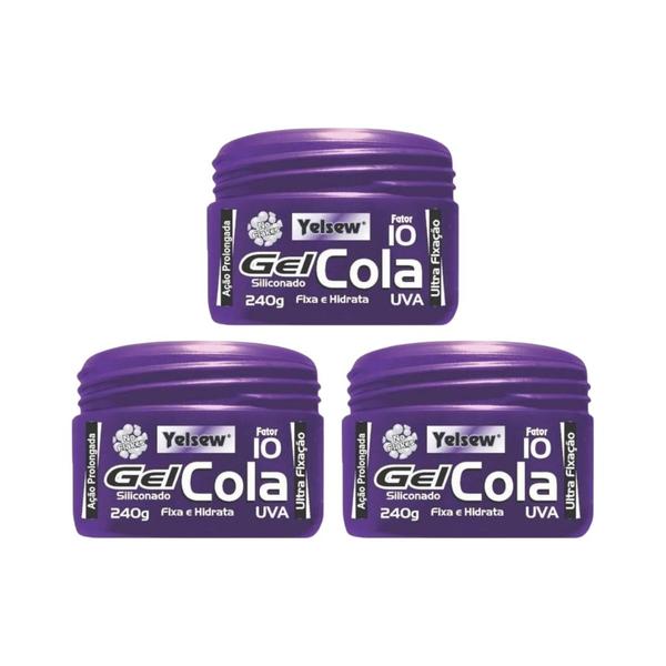 Imagem de Gel Cola Fixador Yelsew Uva 240g - Kit C/ 3un