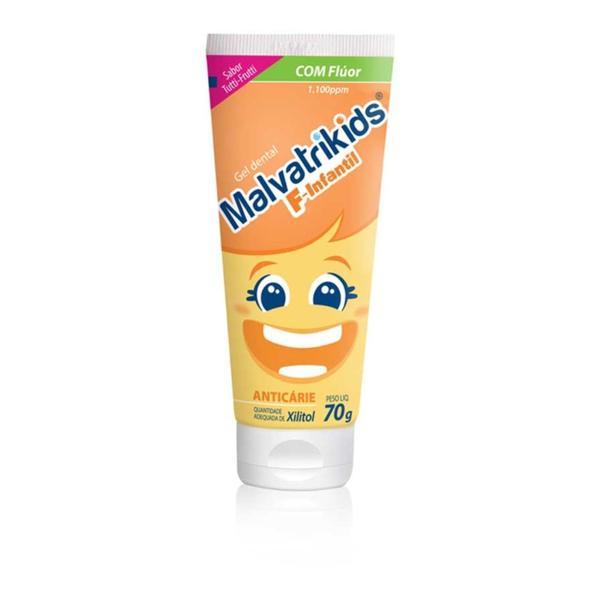 Imagem de Gel Dental Infantil Malvatrikids F-Infantil Sabor Tutti-Frutti 70g