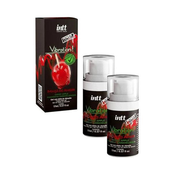 Imagem de Gel Excitante Vibration Power Extra Forte Maçã Do Amor Intt Gel Lubrificante 17ml  2 un