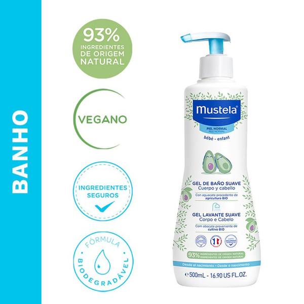 Imagem de Gel Lavante Suave Mustela Bebê Corpo e Cabelo 500ml