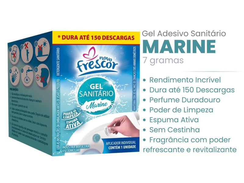 Imagem de Gel Sanitário Adesivo Com Aplicador 7g Para Vaso Sanitário Novo Frescor Dura até 150 Descargas