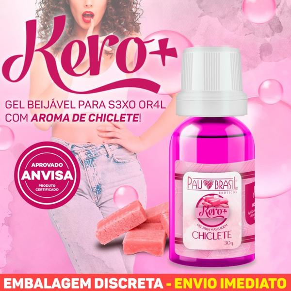 Imagem de Gel térmico beijável kero + para sexo oral 13 sabores com sensação hot e ice 30ml pau brasil