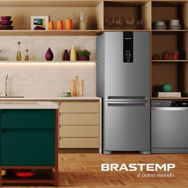 Imagem de Geladeira Brastemp Duplex Smart Flow Inverse 447L Inox 110V BRE57FKANA