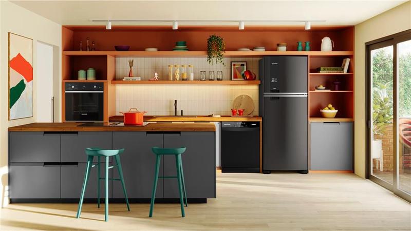 Imagem de Geladeira Brastemp Frost Free Duplex A+++ 463 litros cor Black Inox Fresh Box e Cold Room - BRM55FE