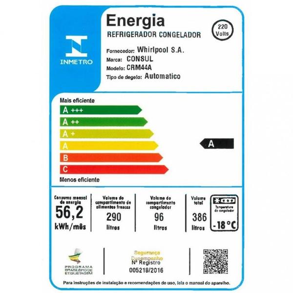 Geladeira Consul CRM44AB Duplex Frost Free 386L Imagem de Geladeira Consul CRM44AB Duplex Frost Free 386L