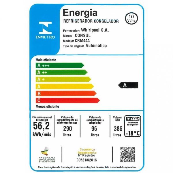 Geladeira Consul CRM44AB Duplex Frost Free 386L Imagem de Geladeira Consul CRM44AB Duplex Frost Free 386L