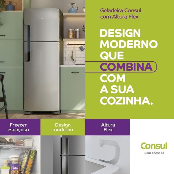 Imagem de Geladeira Consul Frost Free Duplex 386 litros com Altura Flex cor Inox CRM44AK