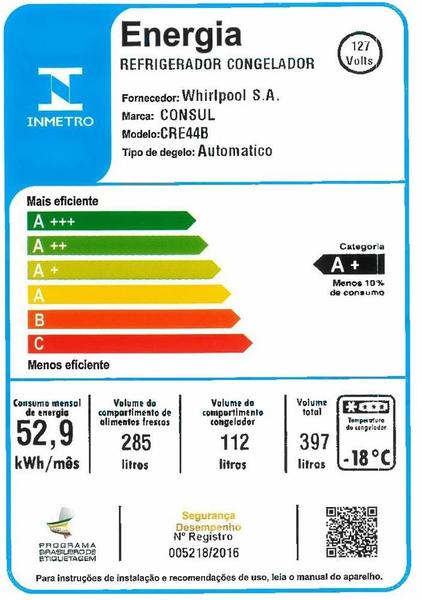 Imagem de Geladeira Consul Frost Free Duplex 397 litros Evox com freezer embaixo - CRE44BK