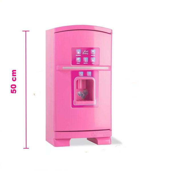 Imagem de Geladeira Cozinha Brinquedo Infantil Grande Rosa 50cm - Cardoso