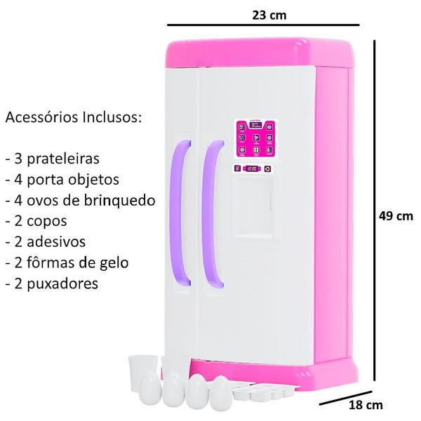 Geladeira de Brinquedo Master Rosa + 9 Acessórios Original - Gala Imagem de Geladeira de Brinquedo Master Rosa + 9 Acessórios Original