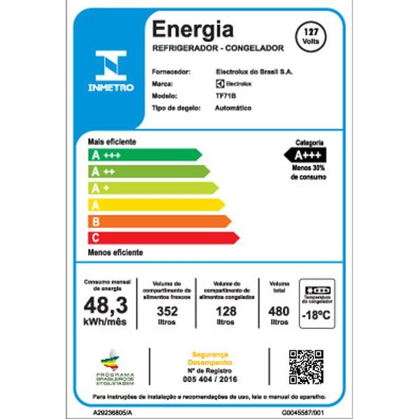 Imagem de Geladeira Electrolux Frost Free com AutoSense 480L Efficient Duplex Black Inox Look (TF71B)