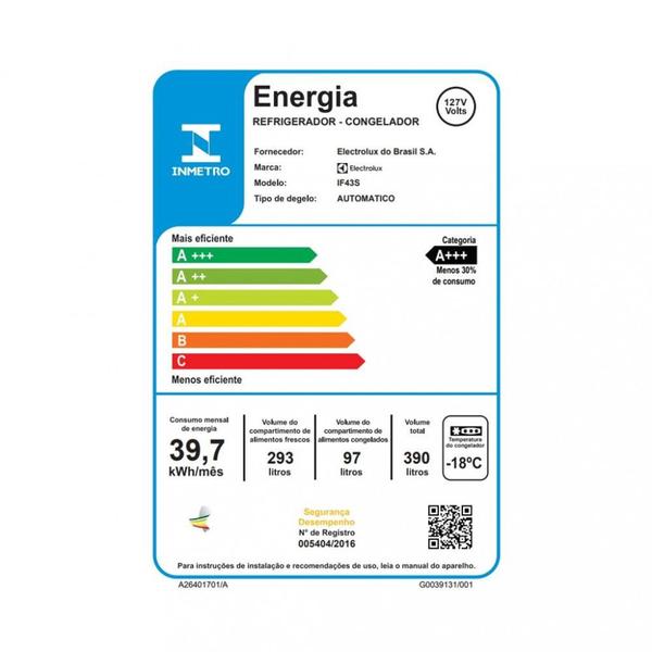 Imagem de Geladeira Electrolux IF43S Frost Free Inverter Duplex 390L