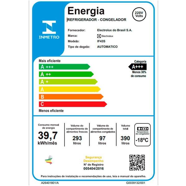 Imagem de Geladeira Electrolux Inverter Frost Free Auto Sense 390 L Inox Look IF43S