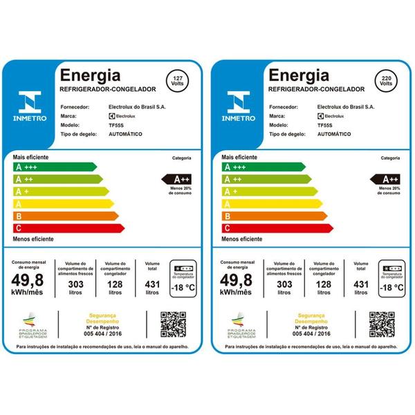 Imagem de Geladeira Electrolux TF55S TOP 2 Portas Frost Free Platinum 431L