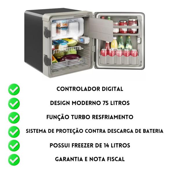 Imagem de Geladeira Externa Caminhão Carreta 75 Litros Bivolt Digital 12/24V Resfriar