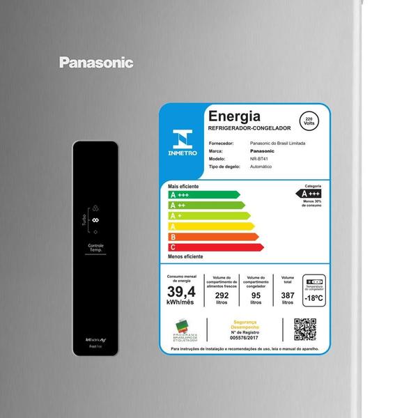 Imagem de Geladeira Panasonic A+++ Frost Free 387L Aço Escovado NR-BT41PD1XB 220V