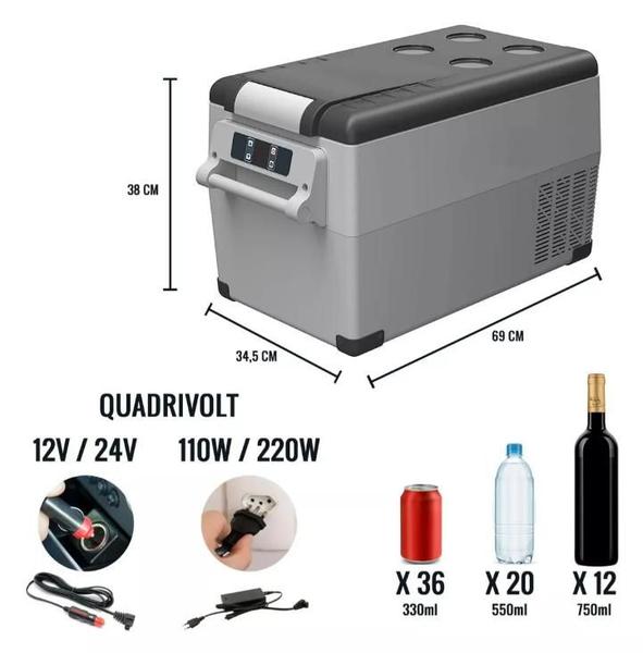 Imagem de Geladeira Portátil 35 Litros (QUADRIVOLT) 12V/14V e 110/220