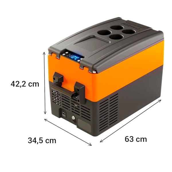 Imagem de Geladeira Portátil P/Camping 31 Litros 12v/24v Resfriar Laranja C/Bluetooth