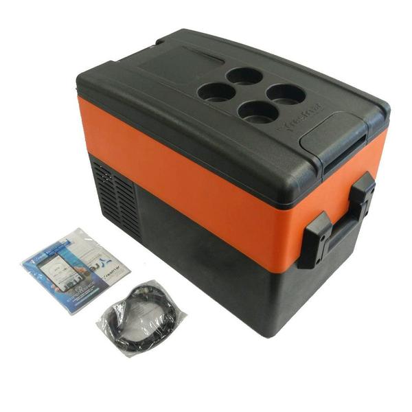 Imagem de Geladeira Portátil P/Viagens 31 Litros Quadrivolt 12v/24v/110v/220v Resfriar Laranja C/Bluetooth