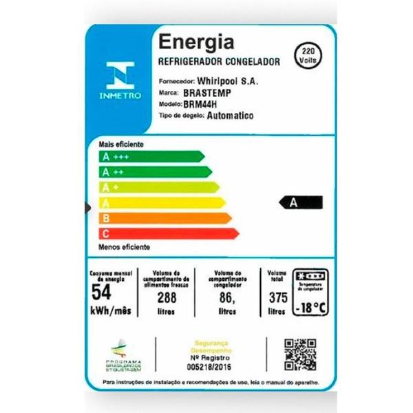 Imagem de Geladeira/Refrigerador Brastemp Duplex 375L BRM44HK  Frost Free, 2 Portas, Compartimento Extrafrio Fresh Zone, Inox