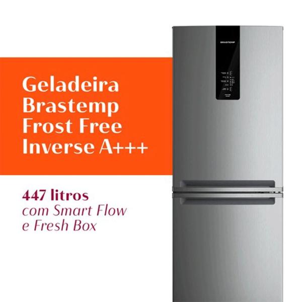 Imagem de Geladeira / Refrigerador Brastemp Frost Free Inverse BRE57FK, 447 Litros, Inox 